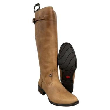 Imagem de Bota Gaúcha Beretta Feminina Montaria Couro Fóssil Madeira Solado Mont