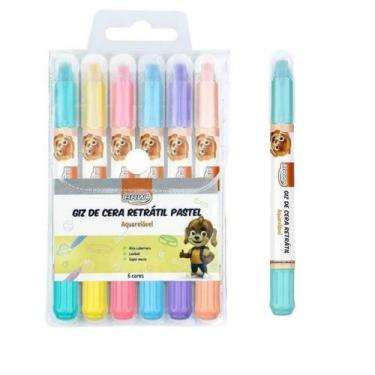Imagem de Giz De Cera Retrátil C/6 Cores Pastel Lavável E Aquarelável - brw