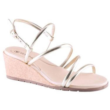 Imagem de Sandalia Anabela Adulto Feminino Via Uno 864001, Dourado, 36