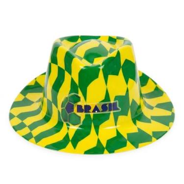 Imagem de Chapéu Malandrinho Plástico Brasil Verde Amarelo Festa - Senhor Preço