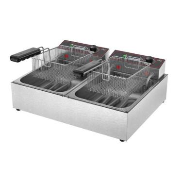 Imagem de Fritador Fritadeira Tacho Fritura 2 Cuba Elétrico Monofásico 6L FRCE6 