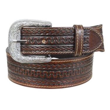 Imagem de Cinto Masculino Marrom Bordado em Couro Cow Way 39520, 00