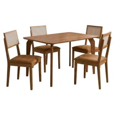 Imagem de Mesa de Jantar Papaia 4 Lugares MDF com Cadeiras material sintético Ka