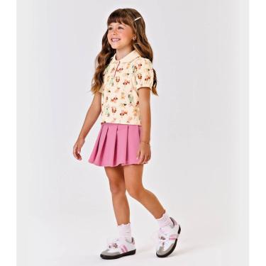 Imagem de Short Saia Infantil Com Pregas Tombadas Trick Nick Rosa