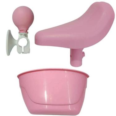 Imagem de Kit Aro 12 Buzina, Selim Cestinha Para Bicicleta Infantil Cor:ROSA - N