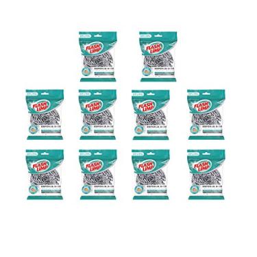 Imagem de Flash Limp - Kit Com 10 Esponjas Aço Inox Para Limpeza Pesada - EA1409-10
