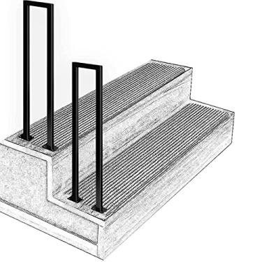 Imagem de Pkfinrd Corrimãos de escada ao ar livre para degraus corrimãos de escada para degraus ao ar livre fosco preto forjado kit de suporte trilho trilho corrimão (Tamanho : 75 cm (2,5 pés)