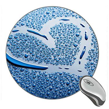 Imagem de Mouse pad de borracha para jogos Blue Water Drops Love Heart redondo