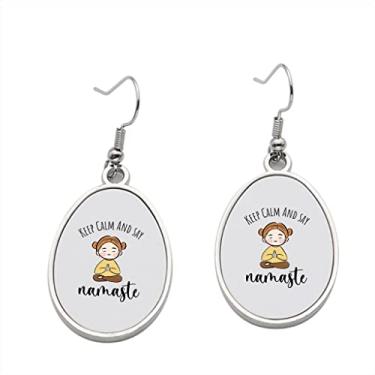 Imagem de Brincos Namaste – Brincos pendurados para meninas – Presente de festa de aniversário dos namorados, Metal, Sem pedras preciosas