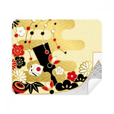 Imagem de Pano de limpeza com estampa de flores geométricas Golden Sakura 2 peças de tecido de camurça