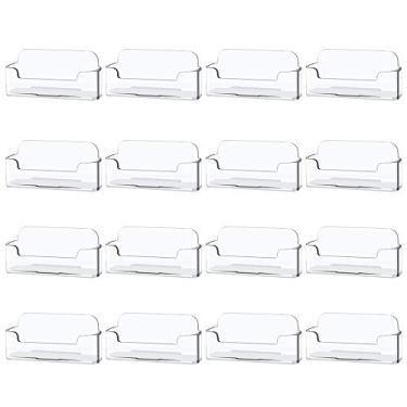 Imagem de Pacote com 16 porta-cartão de visita transparente para desktop, suporte de cartão de visita de plástico para escritório