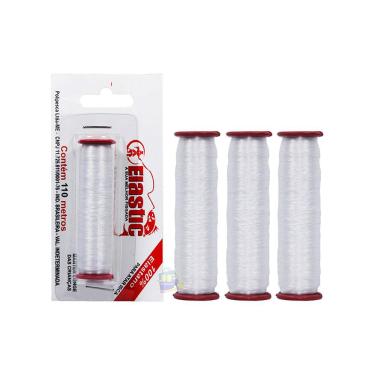 Imagem de Kit 3UN Linha Elástica p/ Amarrar Isca Elastic 100% Elastano Transparente 110m
