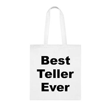 Imagem de Bolsa Sacola Teller, Best Teller Ever Tote Bag, Presente Teller, Presente para Teller, Bolsa de Ombro Teller, Bolsas Reutilizáveis, Presente para Cesta de Aniversário Ideia de Presente, Branco