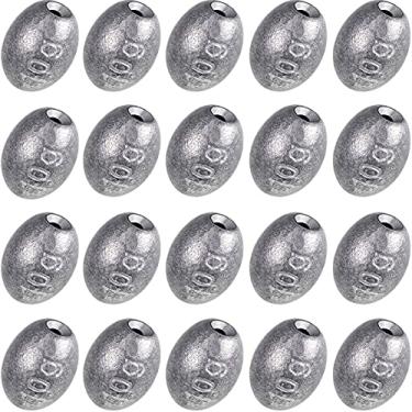 Imagem de Sumind 20 Peças Chumbadas de Ovo Pesos de Robalo Pesca Gota Fundição para Azeitona Água Doce Água Salgada, 10 g, 3/226.8 g