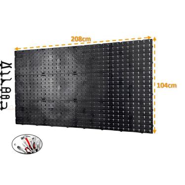 Imagem de Painel Expositor De Ferramentas Modular 208cm x 104cm Em Plástico Perfurado Com 168 Ganchos Parede Preto - AMZ