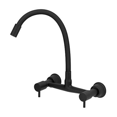 Imagem de Torneira Misturador Cozinha Gourmet Parede All Black 1/4v