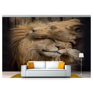 Imagem de Papel De Parede Animais Casal Leões Dormindo  Anm278 - Você Decora