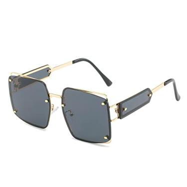Imagem de Óculos de sol de corte quadrado corte gradiente templos de metal oco moda óculos de sol sombra de cor clara óculos de sol masculinos e femininos, 3, tamanho único
