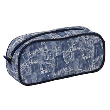 Imagem de Estojo Escolar LS Bolsas 1 divisão Tecido emborrachado Estampa Jeans - EE2141