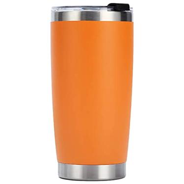 Imagem de Outty Copo Rambler de 590 ml, aço inoxidável, isolado a vácuo com tampa MagSlider e Canudo, Laranja