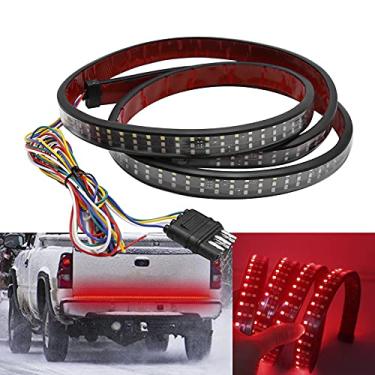 Imagem de Saihisday Barra de luz de tira traseira de LED 432 de 3 fileiras com conector plano de 4 vias fio vermelho freio corrida branco âmbar reverso sinal de seta lâmpada traseira para caminhões pickups SUVs trailers Vans Trailers