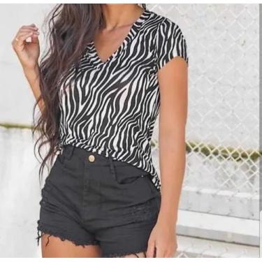 Imagem de T-Shirt Podrinha Basica Blusa Blusinha Tshirt Animal Print Zebra Moda