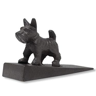 Imagem de Metal para porta de cachorro | Estátua decorativa de animal feita de ferro fundido resistente | Design antiderrapante para todos os pisos | Preto – 14 cm x 8,9 cm x 5,7 cm | por SEBAGO IRONWORKS