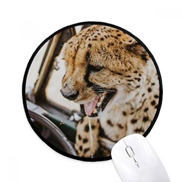 Imagem de DIYthinker Organismo Terrestre Animal Selvagem Leopardo Mouse Pad Desktop Escritório Tapete Redondo para Computador