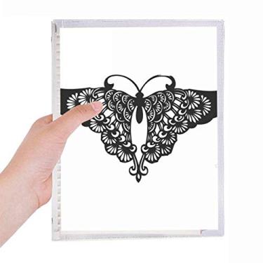 Imagem de Caderno com desenho de borboleta com asa de babado, diário de folhas soltas, recarregável, papelaria