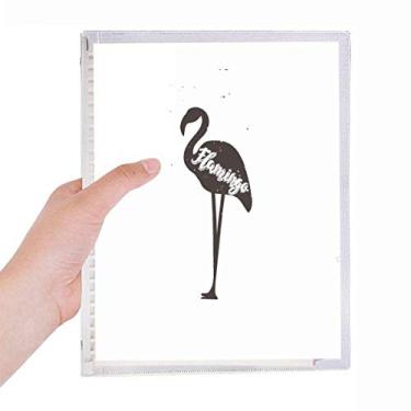 Imagem de Caderno de flamingo, preto e branco, com folhas soltas, recarregável, diário de papelaria