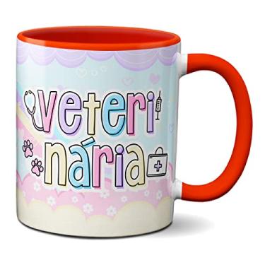 Imagem de Caneca Veterinária Profissão Animais Presente Criativo (Vermelha)