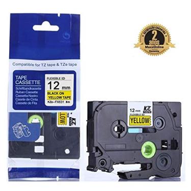 Imagem de FITA ROTULADOR BROTHER COMPATÍVEL Tz TzFX2 TzE FX 631 Tze-FX631 AMARELO 12MM
