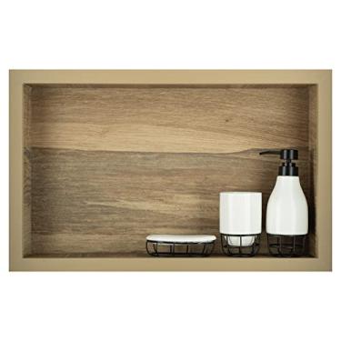 Imagem de Nicho Em Porcelanato Para Banheiro Porta Shampoo Organizador Lavabo Box (Madeirado 50)