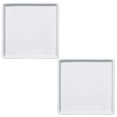 Imagem de Jogo 2 Pratos Quadrados Rasos em Porcelana 16x16cm Americana Germer Branco