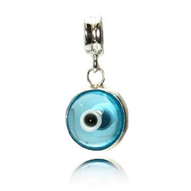 Imagem de Berloque Murano Olho Grego Azul Claro Prata Legitima 925