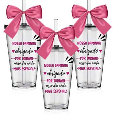 Imagem de 3 Copos Lembrancinha Personalizada Agradecimento para Daminha