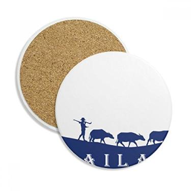 Imagem de Caneca de porta-copos da cultura alfândega Reino da Tailândia com proteção de mesa, pedra absorvente