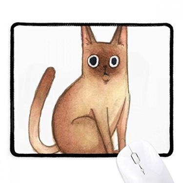 Imagem de Miaoji Mousepad de pintura aquarela para gatos siamês borda costurada tapete de borracha para jogos