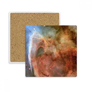 Imagem de Porta-copos quadrado azul nebulosa nuvens marrom suporte subplaca caneca pedra isolante