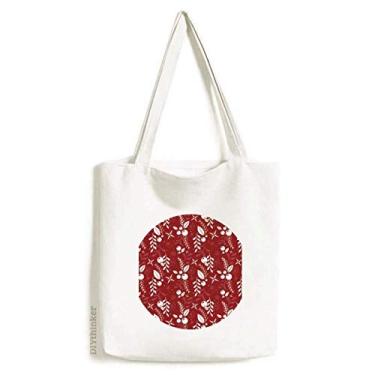 Imagem de Bolsa de lona com estampa vermelha branca para decoração de Natal bolsa de compras casual
