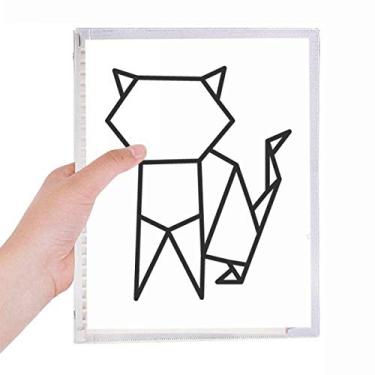 Imagem de Caderno abstrato de origami gato geométrico folha solta diário recarregável papelaria diário