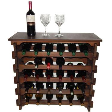 Imagem de Adega Vinho Madeira 30 Garrafas Cor Imbuia C06 Cevey Adegas E Artesanatos