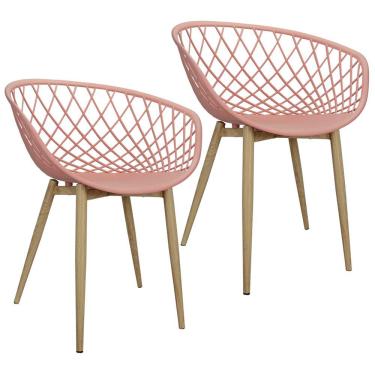 Imagem de Kit 2 Cadeiras Poltrona Clarice Sidera Nest Web C/ Apoio De Braço - Rosa