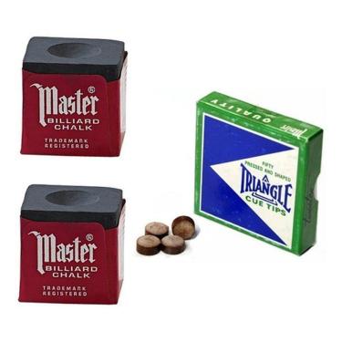 Imagem de 2 Giz Preto Master + 4 Sola Triangle Taco Sinuca