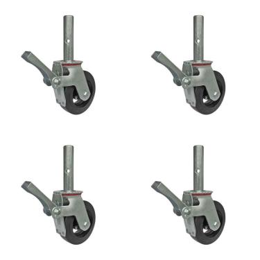 Imagem de Kit c/ 4 Rodizio para Andaime c/ Freio 150mm Colson