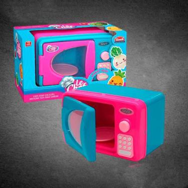 Imagem de Microondas Brinquedo Com Luz Som Azul Rosa Infantil Mini Cozinha Menin