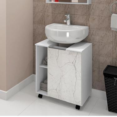 Imagem de Gabinete para Banheiro 1 Porta Pequin Bechara - Branco/Carrara