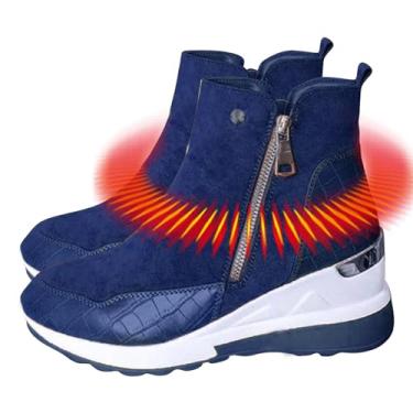 Imagem de Botas de neve para mulheres,Botas de neve femininas - Botas quentes de inverno,Botas de tornozelo sapatos ao ar livre impermeáveis, botas forradas de pele antiderrapante Xiaofeigun