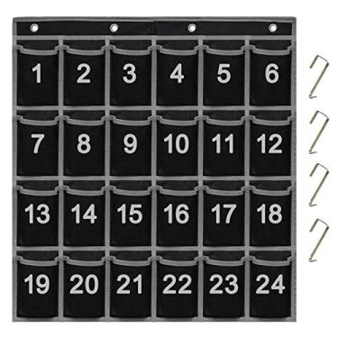 Imagem de Eamay 24 tabelas de bolso para sala de aula numeradas para telefones celulares e calculadoras, suporte de parede, organizador para pendurar na porta