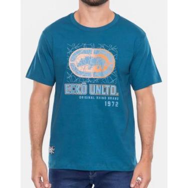 Imagem de Camiseta Ecko Masculina Noise Brand Azul Tempestade